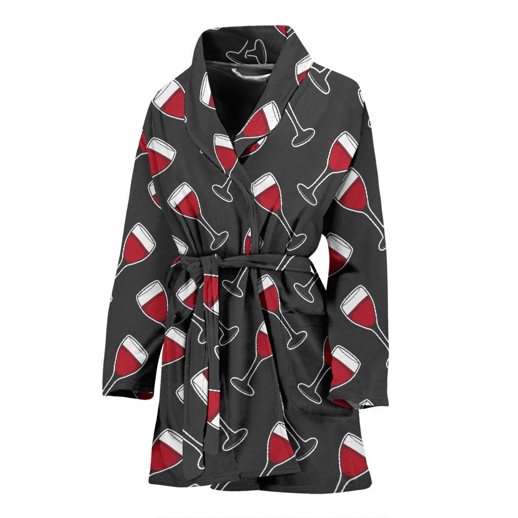 Wine Print Design LKS308 Women Bathrobe