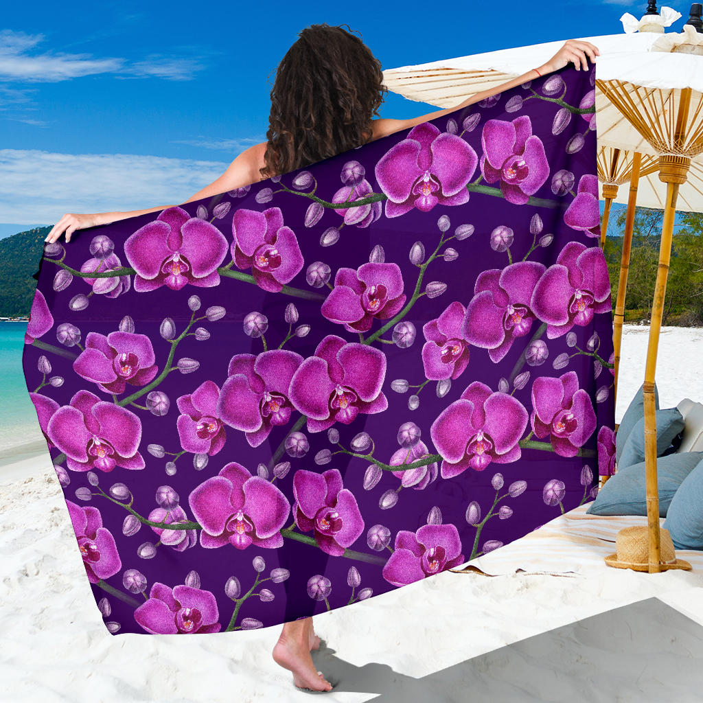 Orchid Pattern Print Design A03 Sarong Pareo Wrap