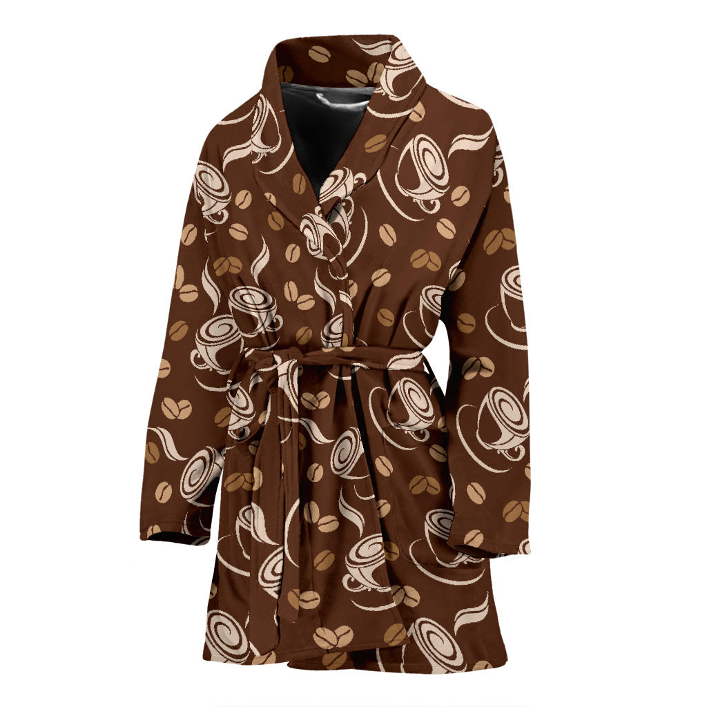 Coffee Pattern Print Design 03 Women Bathrobe
