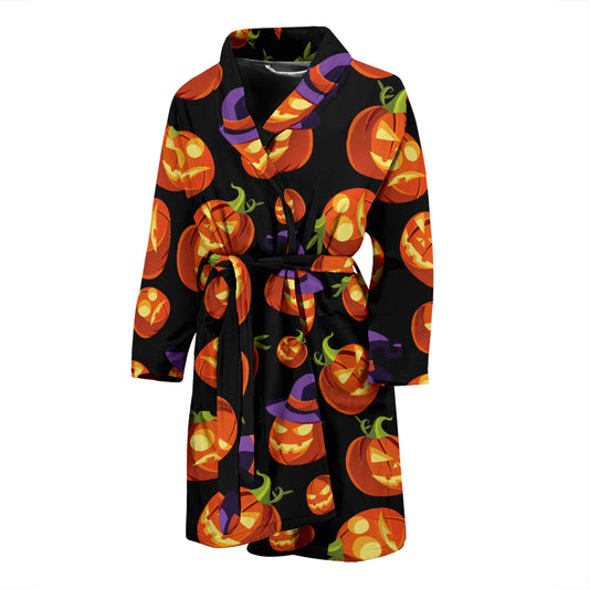 Witch Pumpkin Halloween Print LKS302 Men Bathrobe