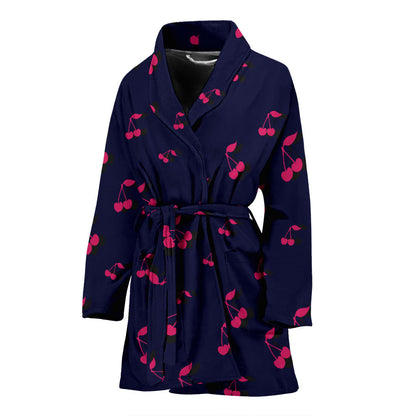 Cherry Pattern Print Design 02 Women Bathrobe