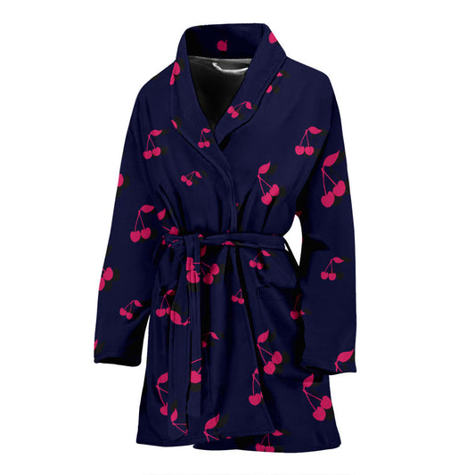 Cherry Pattern Print Design 02 Women Bathrobe