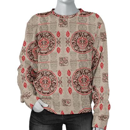 Calendar Aztec Print Pattern Women Long Sleeve Sweatshirt