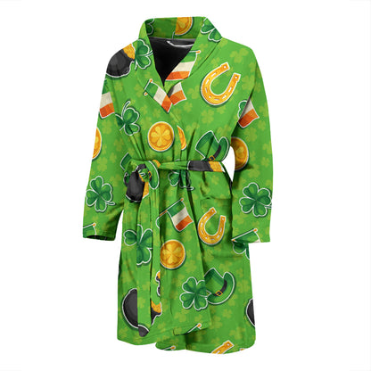 Shamrock Saint Patrick's Day Print Design LKS302 Men Bathrobe