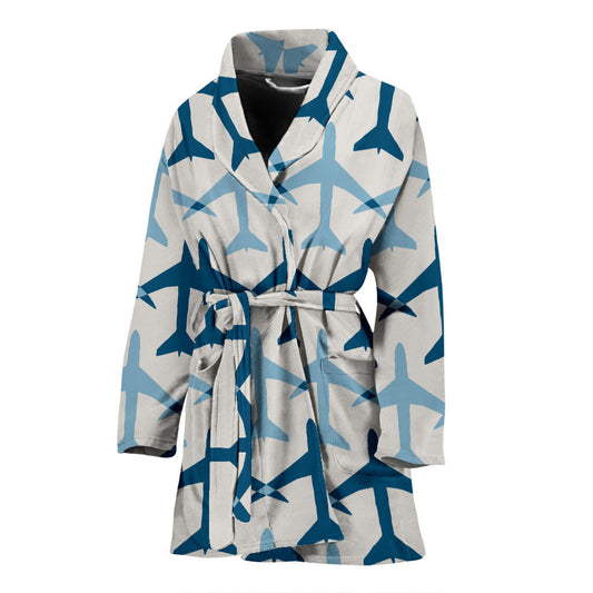 Airplane Pattern Print Design 04 Women Bathrobe