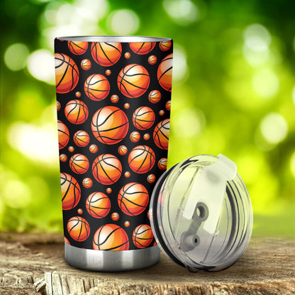 Basketball Black Background Pattern Tumbler