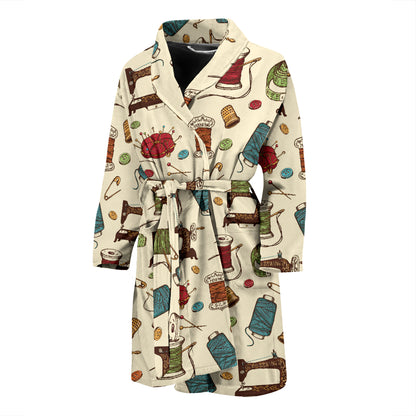 Sewing Equipment Print Design LKS303 Men Bathrobe