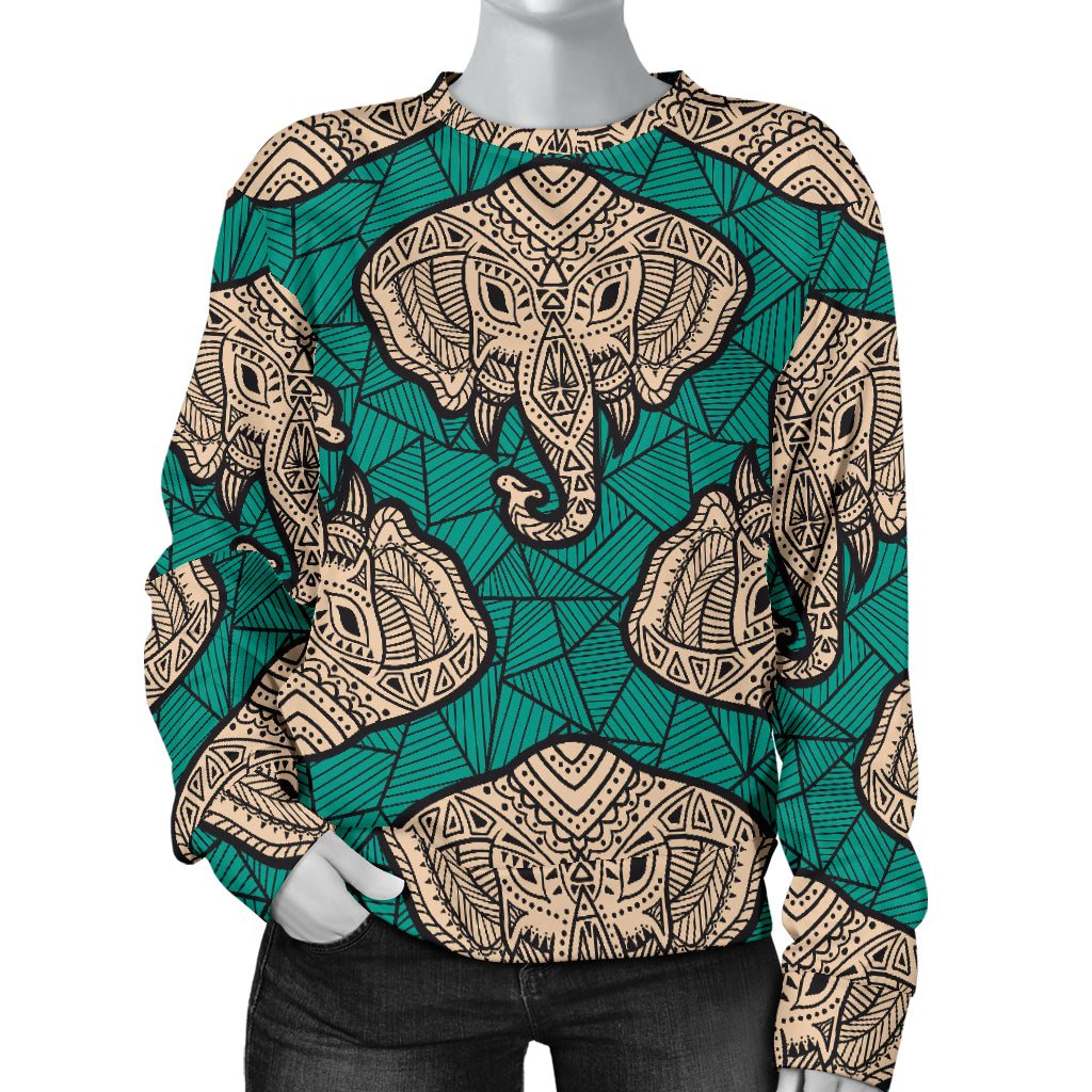 Boho Head Elephant Women Long Sleeve Sweatshirt