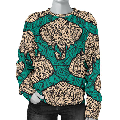 Boho Head Elephant Women Long Sleeve Sweatshirt