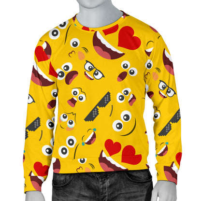 Emoji Face Print Pattern Men Long Sleeve Sweatshirt
