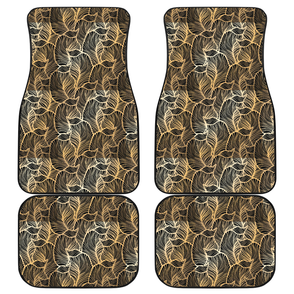 Elegant Gold leaf Print Car Floor Mats Front Back
