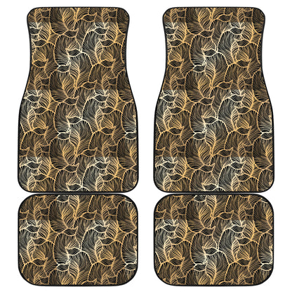 Elegant Gold leaf Print Car Floor Mats Front Back