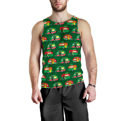 Camper Camping Christmas Themed Print Men Tank Top