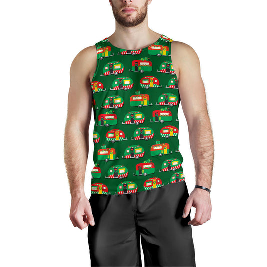 Camper Camping Christmas Themed Print Men Tank Top