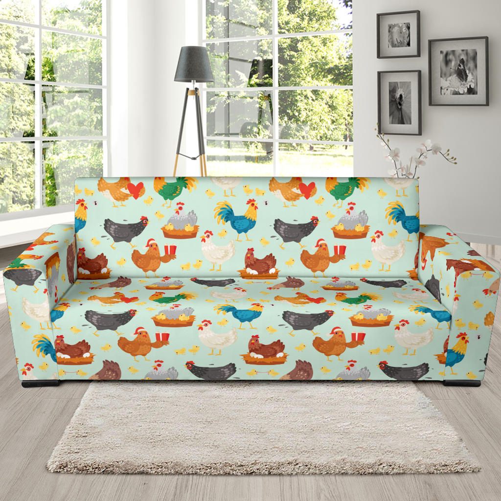 Chicken Pattern Print Design 07 Sofa Slipcover