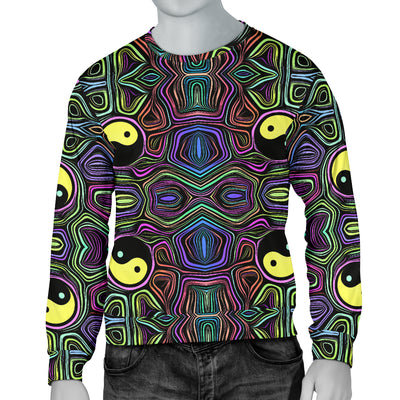 Yin Yang Neon Color Design Print Men Long Sleeve Sweatshirt