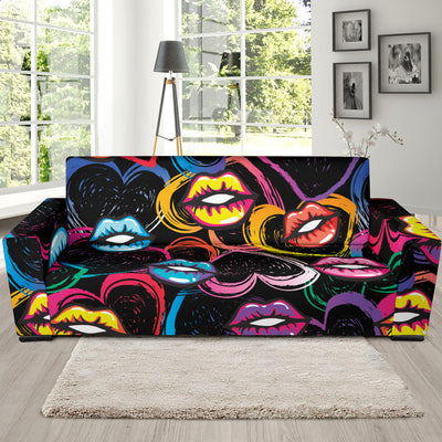 Pop Art Lip Pattern Print Design A03 Sofa Slipcover