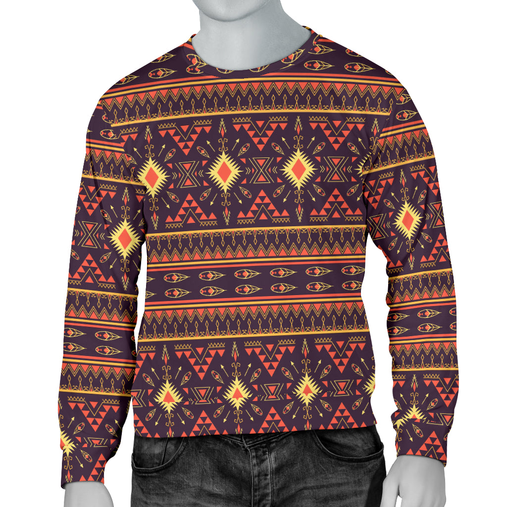 Southwest Ethnic Design Themed Print Men Long Sleeve Sweatshirt