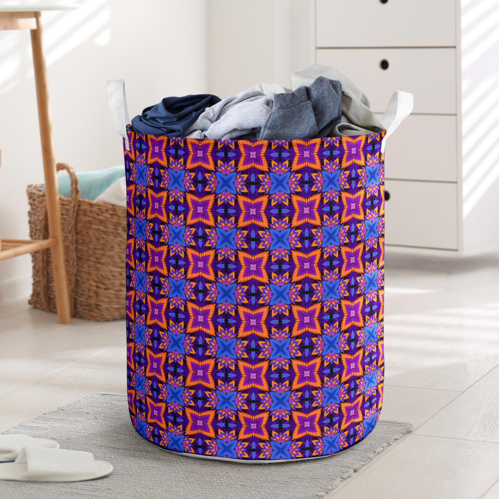kaleidoscope Purple Orange Print Design Laundry Basket