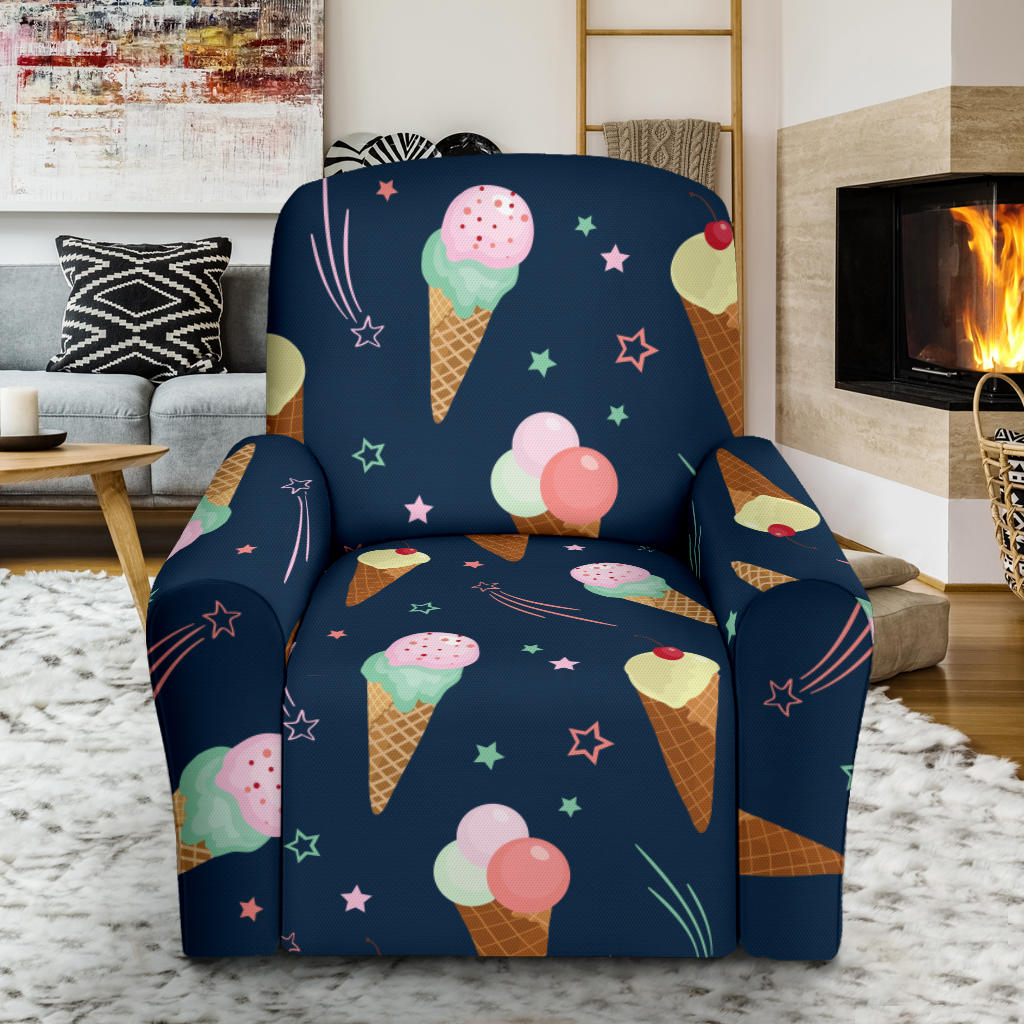 Ice Cream Pattern Print Design 04 Recliner Slipcover with Pocket