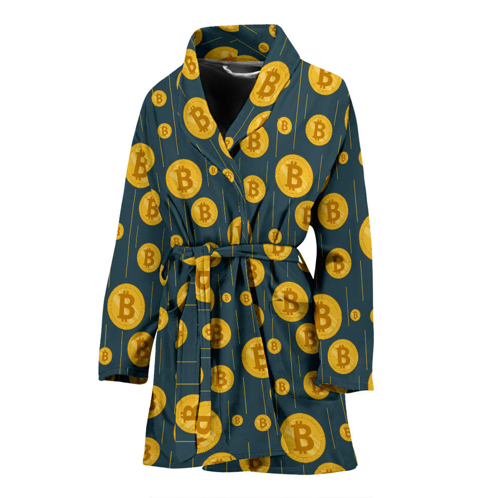 Bitcoin Pattern Print Design 01 Women Bathrobe