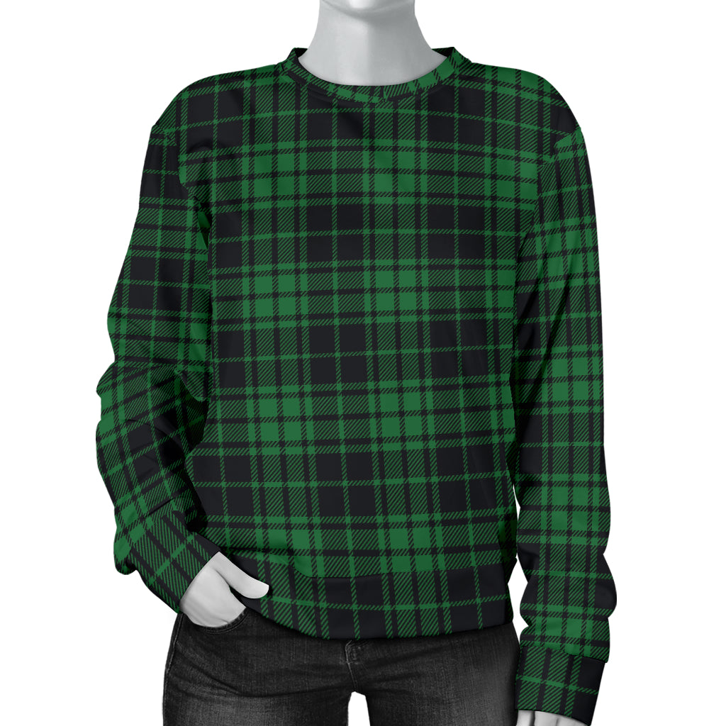 Green Tartan Plaid Pattern Women Long Sleeve Sweatshirt