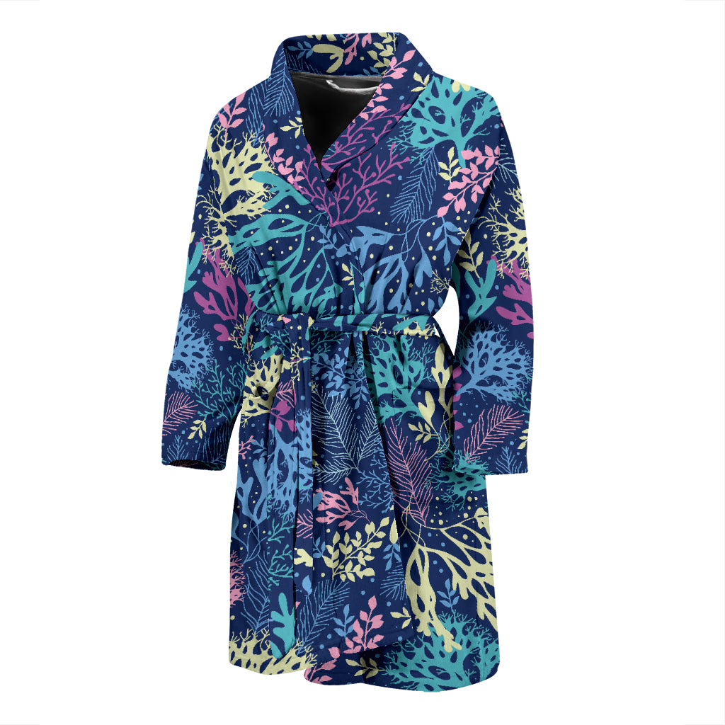 Seaweed Print Design LKS301 Men Bathrobe