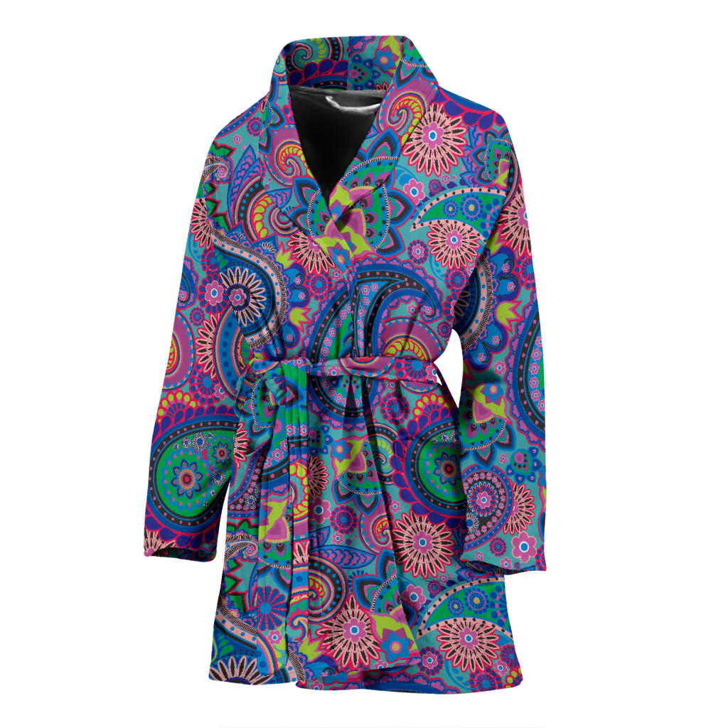 Paisley Colorful Pattern Print Design A02 Women Bathrobe