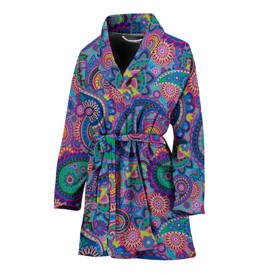 Paisley Colorful Pattern Print Design A02 Women Bathrobe