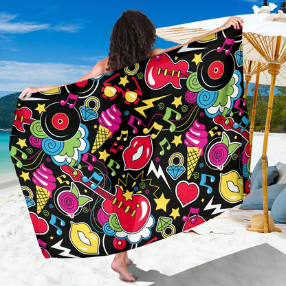 Pop Art Pattern Print Design A04 Sarong Pareo Wrap