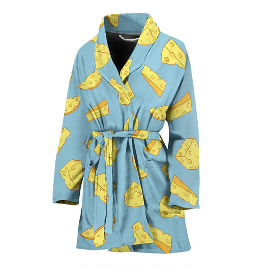 Cheese Pattern Print Design 04 Women Bathrobe