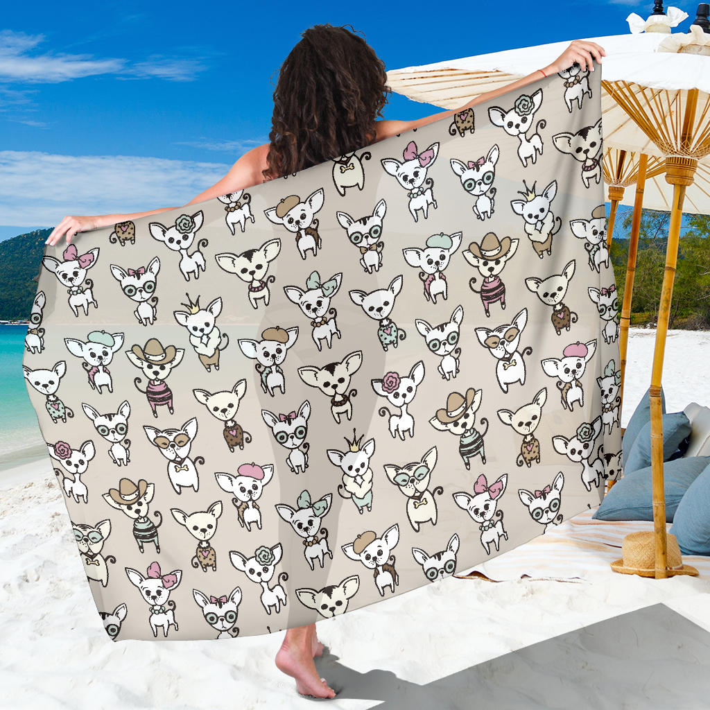 Chihuahua Pattern Print Design 02 Sarong Pareo Wrap