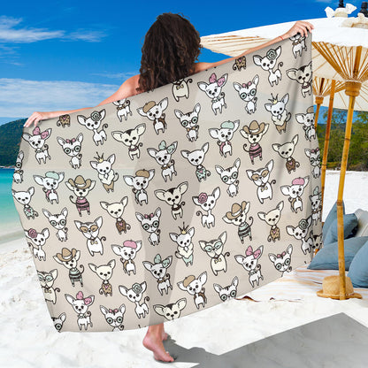 Chihuahua Pattern Print Design 02 Sarong Pareo Wrap