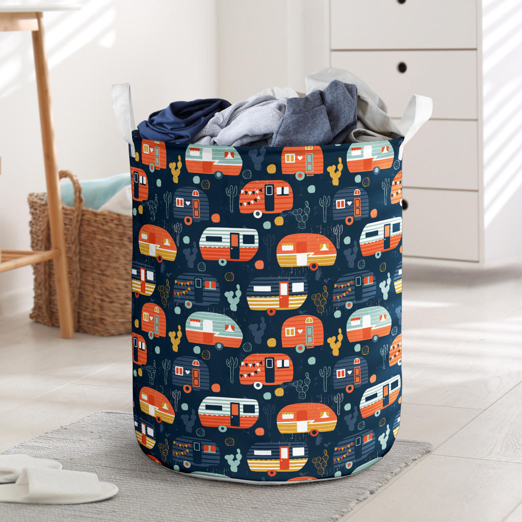 Camper Caravan Print Pattern Laundry Basket