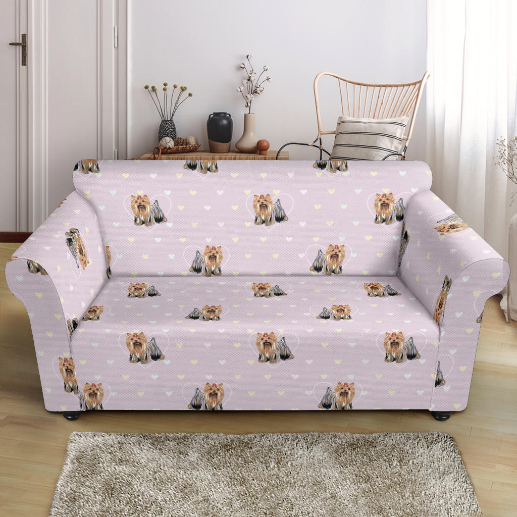 Yorkshire Terriers Print Design LKS302 Loveseat Couch Slipcover