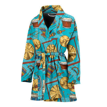 Percussion Pattern Print Design 03 Women Bathrobe