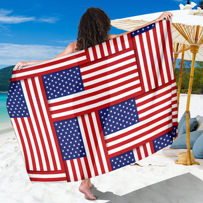 Patriotic US Flag Pattern Print Design A01 Sarong Pareo Wrap