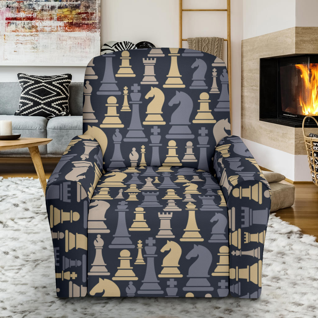 Chess Pattern Print Design 04 Recliner Slipcover with Pocket