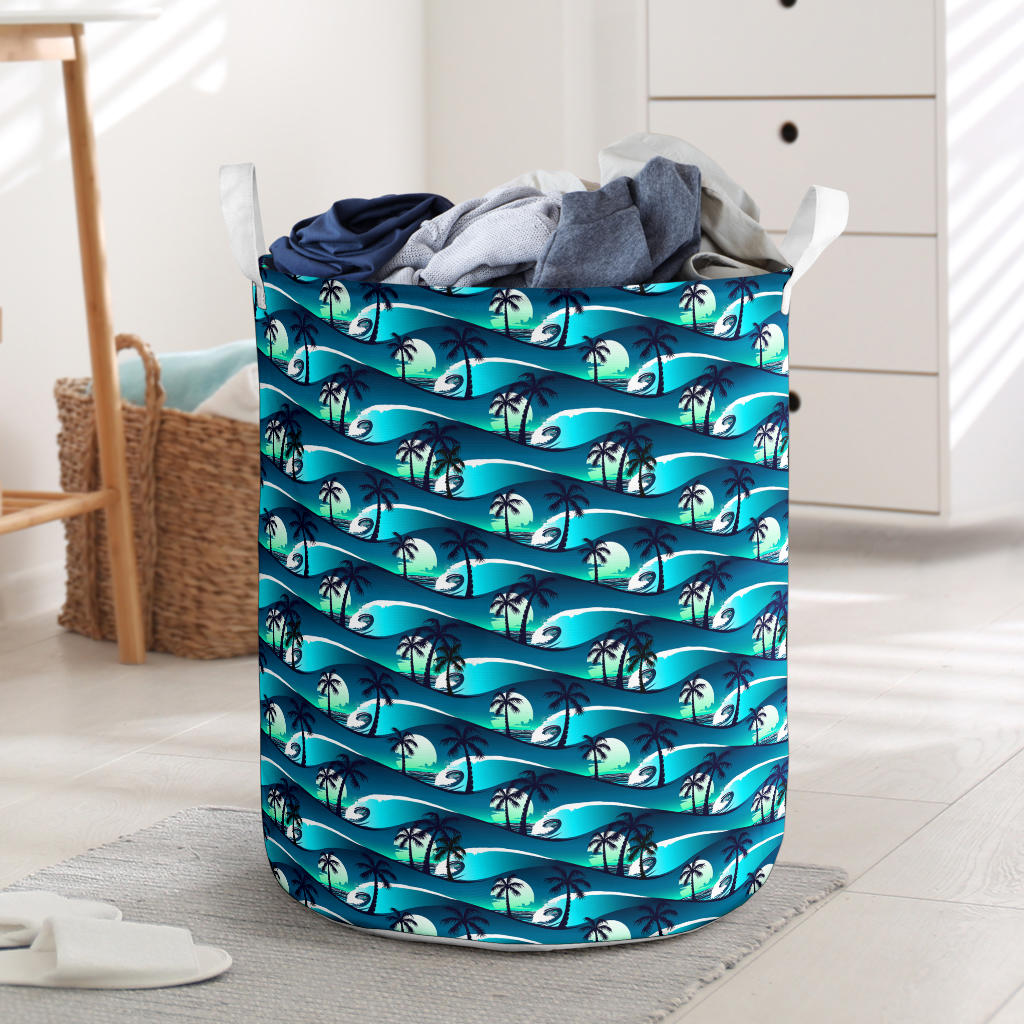 Beach Wave Design Print Laundry Basket