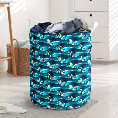 Beach Wave Design Print Laundry Basket