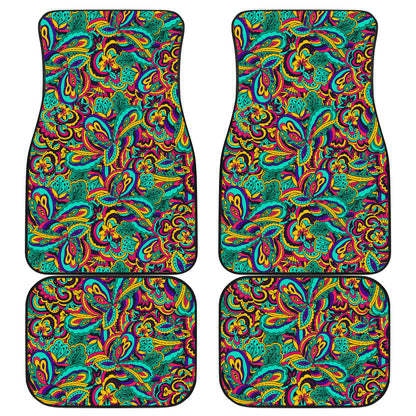 Psychedelic Trippy Floral Design Car Floor Mats Front Back