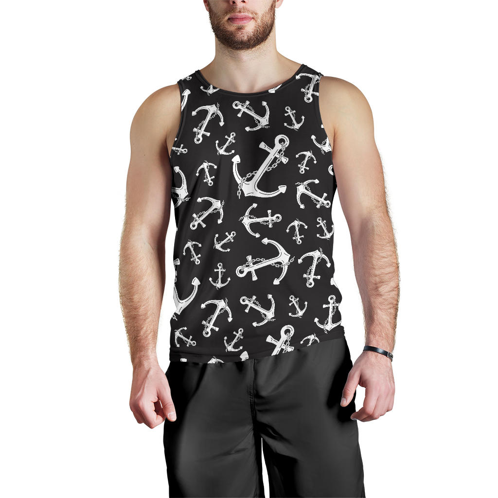 Anchor Black White Men Tank Top
