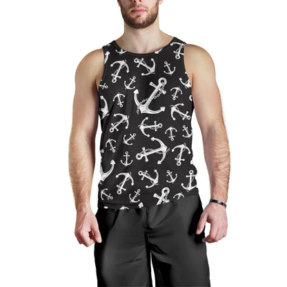 Anchor Black White Men Tank Top