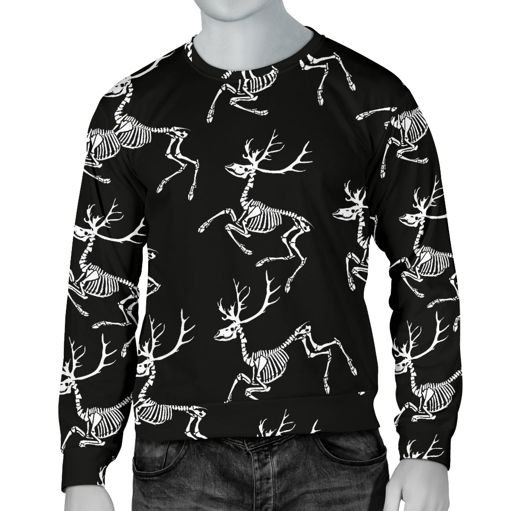 Deer Skeleton Print Pattern Men Long Sleeve Sweatshirt