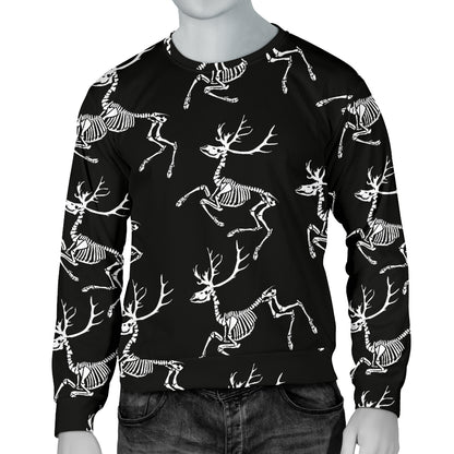 Deer Skeleton Print Pattern Men Long Sleeve Sweatshirt