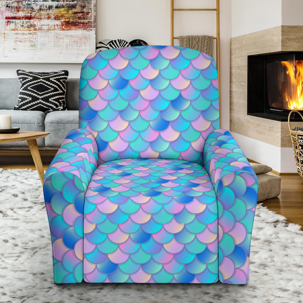 Mermaid Scales Pastel Pattern Print Design 07 Recliner Slipcover with Pocket