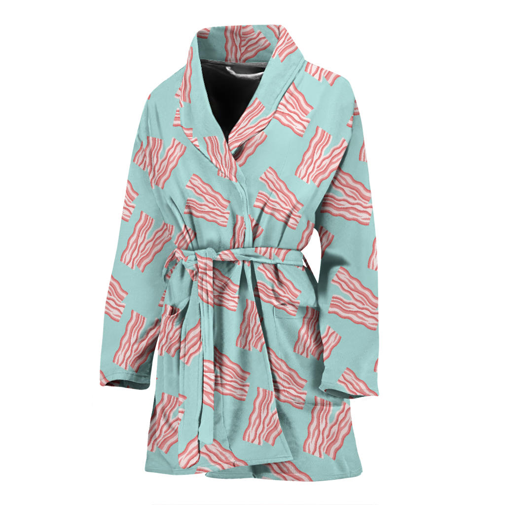 Bacon Pattern Print Design 04 Women Bathrobe