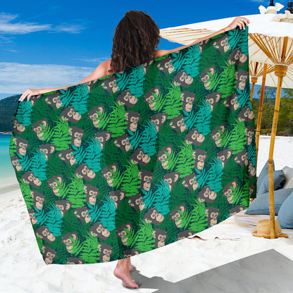 Chimpanzee Pattern Print Design 01 Sarong Pareo Wrap