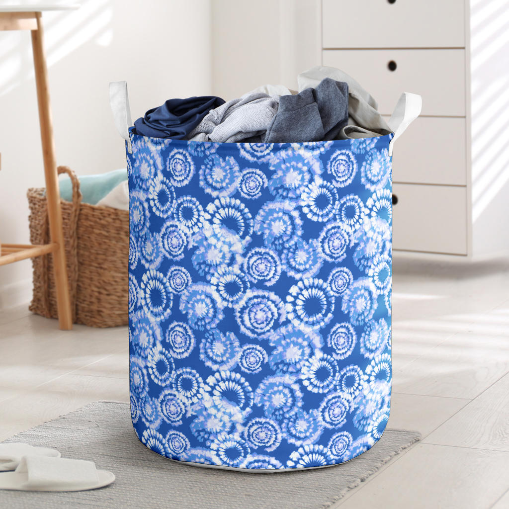 Tie Dye Blue Design Print Laundry Basket