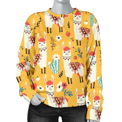 Llama Cute Themed Print Women Long Sleeve Sweatshirt